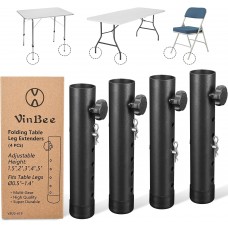 Folding Table Risers,Folding Table Leg Extenders,5-Levels Height Adjustable Risers for DIY & Back Pain Relief for Office,Dining,Standing Desk 4Pack
