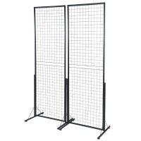 VEVOR 2 x 5.6 in Grid Wall Panels, 2 Packs Wire Gridwall Display Racks Tower with T-Base, Floorstanding Double Side Gridwall Panels, Retail Display with Extra Clips and Hooks for Art Craft Shows