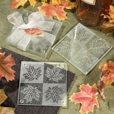 Autumn Leaf Glass Coasters Favor Set (2pcs/set)