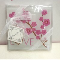 Plum Blossom Glass Coasters (2pcs/set)