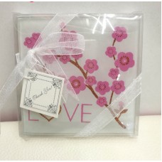 Plum Blossom Glass Coasters (2pcs/set)