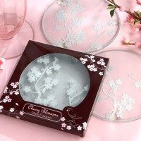 Cherry Blossom Glass Coasters Set (2pcs/set)