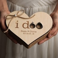 Wood Heart Shaped Ring Pillow