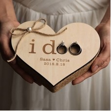 Wood Heart Shaped Ring Pillow