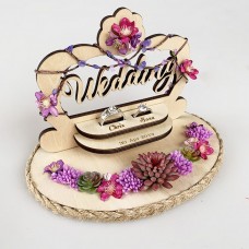 Custom name Rustic wood ring pillow