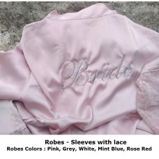 Personalized Wedding Satin Robes With Lace