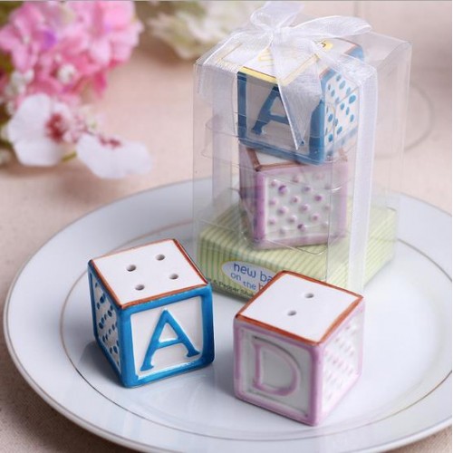 Ceramic ABCD Salt & Pepper Shakers  Ceramic ABCD Salt & Pepper Shakers