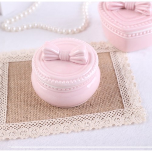 Ceramic Round Favor Boxes (Pink,White) Ceramic Round Favor Boxes (Pink,White)