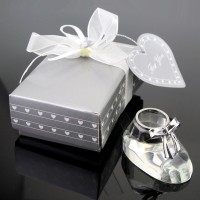 White Crystal Baby Bootie Keepsakes