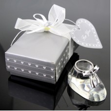 White Crystal Baby Bootie Keepsakes
