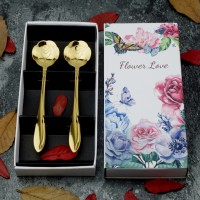 Golden Sakura Spoon & Fruit Fork Set