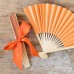 Personalized Orange Paper Hand Fans With Ribbon Personalized Orange Paper Hand Fans With Ribbon
