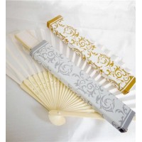 Personalized White Silk Hand Fans