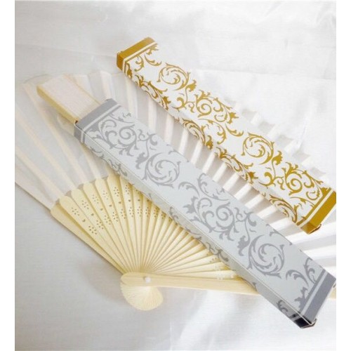 Personalized White Silk Hand Fans Personalized White Silk Hand Fans