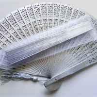 Personalized Silver Sandalwood Hand Fans