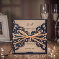 Navy Laser Cut Invitations Cards