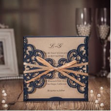 Navy Laser Cut Invitations Cards