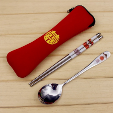 Double Happiness Fork Chopsticks Set  