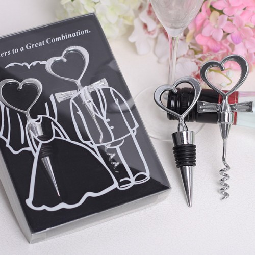 Bride Groom Wine Corkscrew Stopper Set  Bride Groom Wine Corkscrew Stopper Set